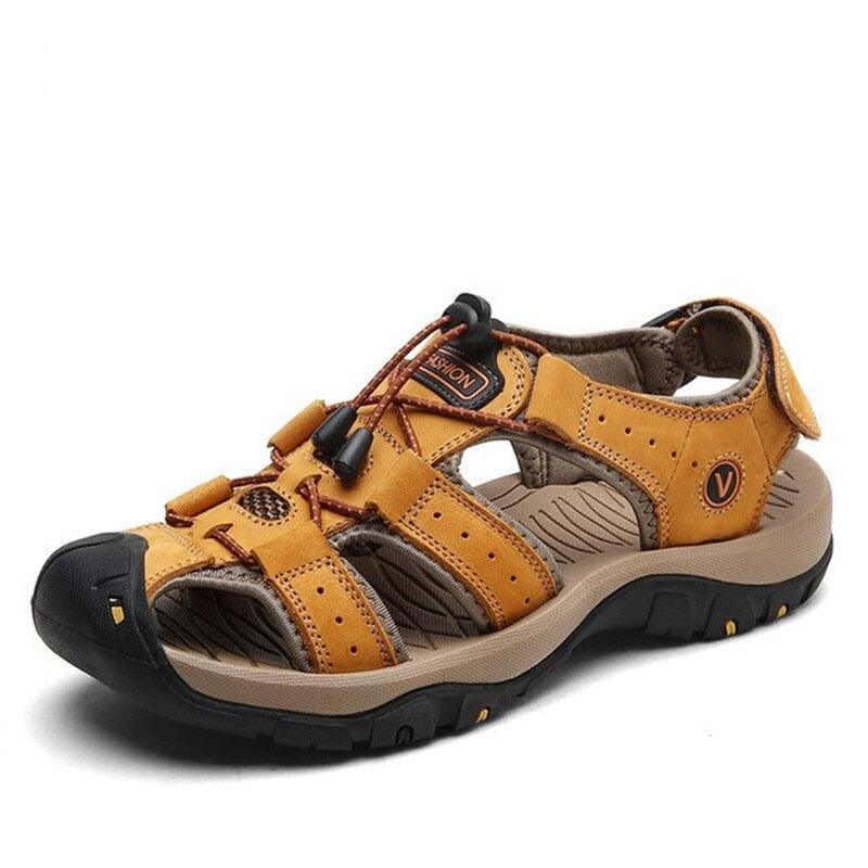 Sandália Masculina Para trilha  Sandália MASCULINA  Sandália  Moda  Masculina  Legítimo  Estilo  Elegante  Durável.  Couro  Calçado